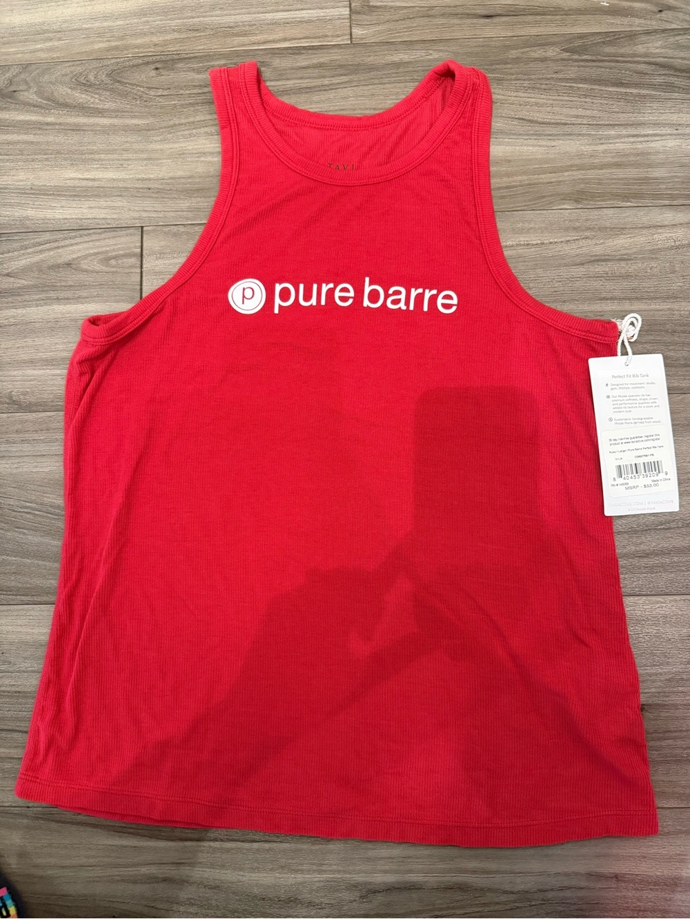 Pure Barre Red Ribbed Tank Top - Picture 4 of 5